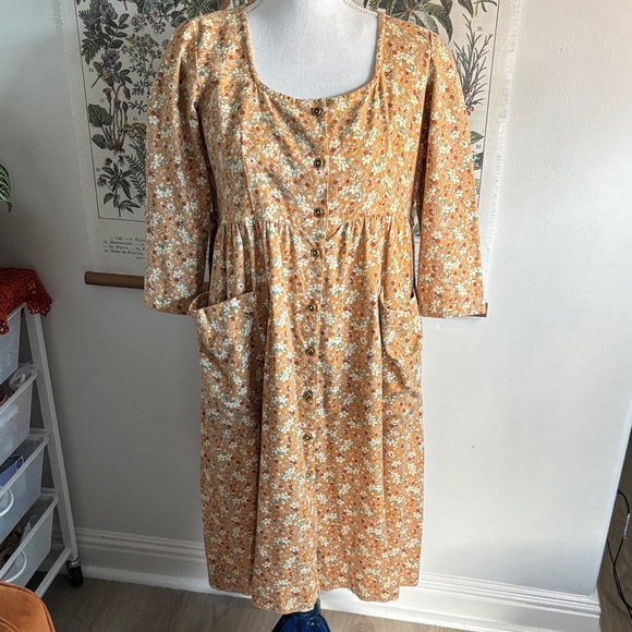 April Cornell Floral Long Sleeve Dress Small